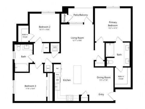 a floor plan of a house with bedrooms and a living room